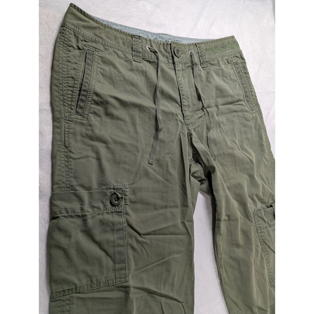 Eddie Bauer Womens 10 Olive Cropped Cargo Capri Pants Embroidered Y2K Gorpcore